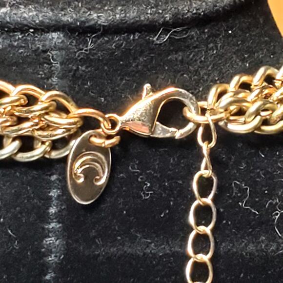 Charming Charlie Layered Necklace Chunky Plastic Beaded Red Gold Tone 16" - Picture 4 of 5